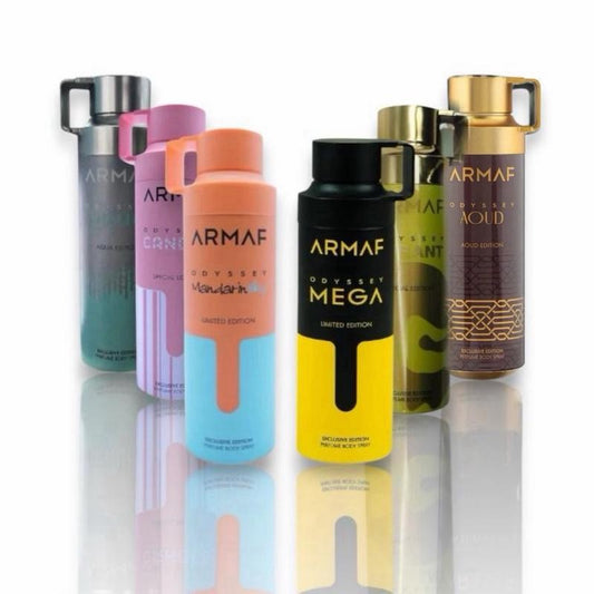 Armaf | Body Spray 6 Pack Men's Fragrance | Mandarin | Candee | Tyrant | Aqua | Mega | oud | Fragrance Pack Gift Comfort
